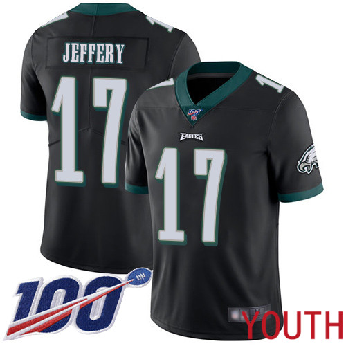 Youth Philadelphia Eagles #17 Alshon Jeffery Black Alternate Vapor Untouchable NFL Jersey Limited Player